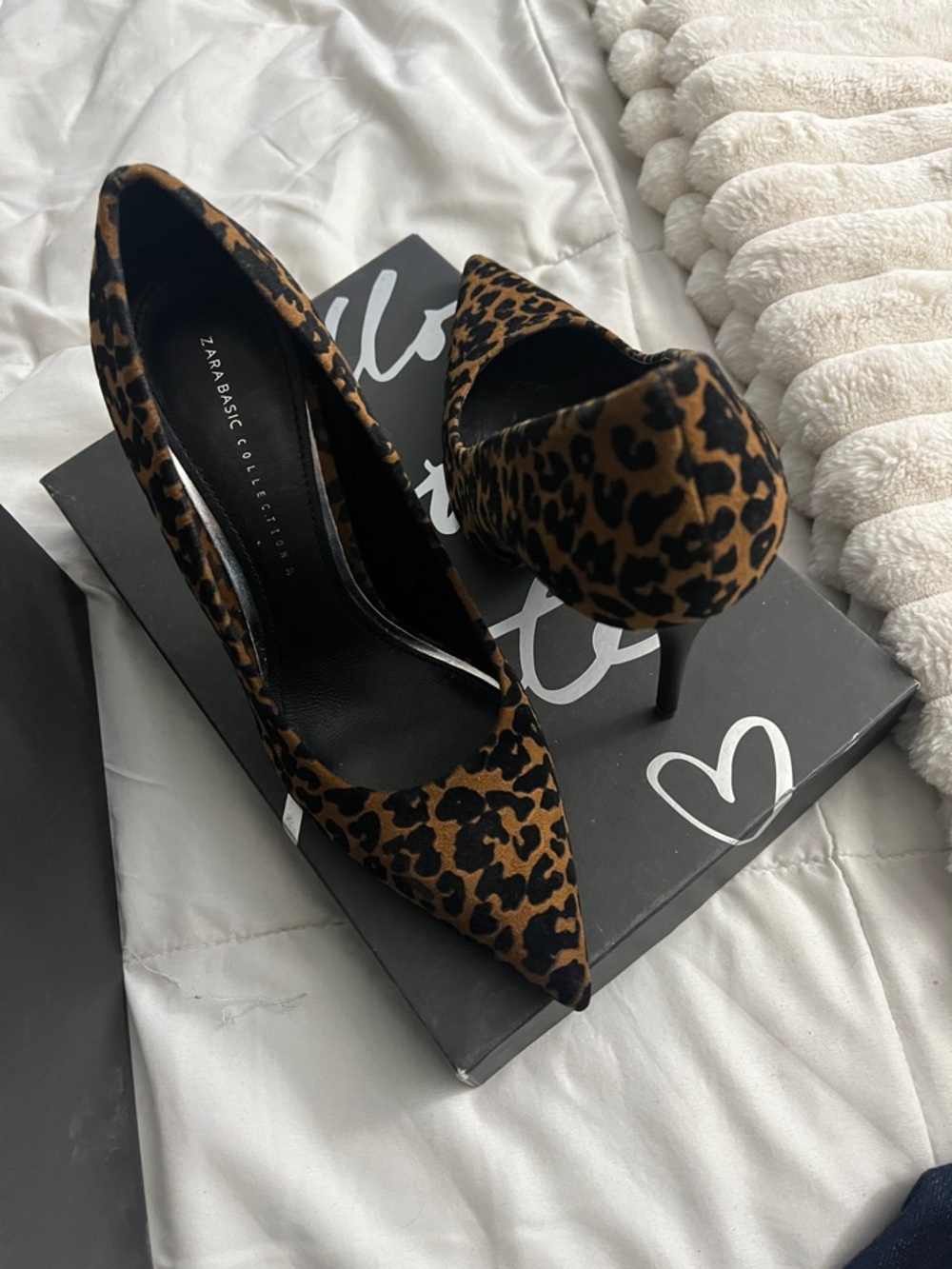 Zara Leopard Print Pointed Stiletto Pumps - Brown & Black
